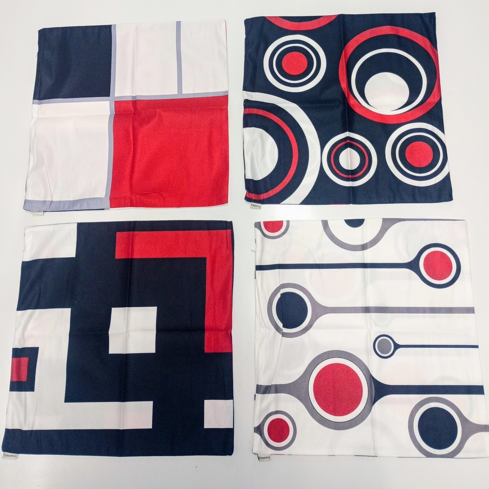 Set of 4 Geometric Throw Pillow Covers – Red White Black Modern Abstract - Picture 2 of 6